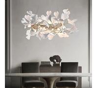 LXYAYY Lustres de Conception Moderne en Porcelaine, Lampes suspendues en Forme de Feuilles, Lustre de décoration Artistique, Lustre en métal réglable pour hôtel, Salon, Salle à Manger, (D80cm)