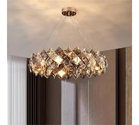 LXYAYY Lustres de Plafond en Cristal de Luxe Modernes à intensité Variable LED Ronds décoration de la Maison Lampes suspendues Gris pour la décoration du Salon, (Dia80cm)