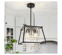 LXYAYY Suspension de Cuisine en Cristal, luminaire Suspendu Noir à Base E12, éclairage de Plafond Suspendu réglable pour Salle à Manger, Couloir, éclairage Moderne