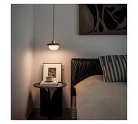 LXYAYY Suspension Ovale en Bois de Noyer et Verre, Lustre de Style Moderne, Suspension pour Chambre à Coucher, Bar de Cuisine, Porte d'entrée, éclairage Moderne(Warm Light)