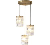 LXYST 3-Lights Crystal Table Chandelier Fixture Mid Century Kitchen Islandd Round Ceiling Light Nordic Metal Dining Hanging Lamp for Living Room Bar Counter/B
