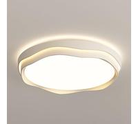 LXYST 48W LED Cream Color Close to Light Fixtures White Dimmable Ceiling Chandelier Iron Lamp Body Acrylic Lampshade for Hallway, Entryway 19.6