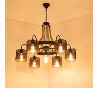 LXYST à Corde Chanvre Industriel Vintage Light Pendant pour Le Cafe Loft American Style Restaurant Boutique de Pot Chaude (8 lumières)