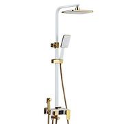 LXYST Affichage numérique Intelligent Ensemble Laiton carré Or Blanc soulevé en épaisseur suralimentée Système de Douche avec Pistolet à pulvérisation 4 Modes Beaux Pratiques