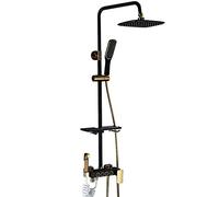 LXYST Black Faucets Brass 5-Way Button Control Mixer Tap Spa Massage Jets Bidet Bath Shower Set