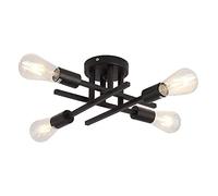LXYST Black Sputnik Light Fixture Vintage Industrial Semi Flush Mount Ceiling Lamp, 4 Way Chandelier with Base for Farmhouse Dining Living Room Bedroom Kitchen
