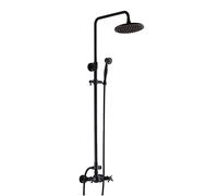 LXYST Black System Antique, Wall Mounted Brass with Overhead Head Hose, Adjustable Height Shower Mixer Set for Bathroom Hotel