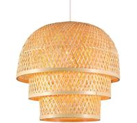 LXYST Boho Natural Rattan Kitchen Island Light Rural Farmhouse Hand Woven Lantern Hanging Lamp Japanese Retro Style Dining Table Chandelier for Bedroom Living Room