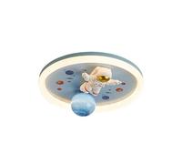 LXYST Cartoon Astronaut Kids Light Fixture Creativity Nordic Blue Planet Bedroom Flush Mount Ceiling Lamp Minimalist Round Boy Girl's Room Chandelier for Nursery Kindergarten