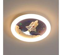 LXYST Cartoon Rocket Boy Girl's Flush Mount Light Fixture Nordic Round Kids Close to Ceiling Lamp Mid Century Minimalist Kindergarten Chandelier for Nursery Bedroom 's Room