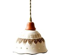 LXYST Ceramic Bedside Light Japanese Antique Rural Style Wooden Table Hanging Lamp Home Decoration Mid Century White Kitchen Island Chandelier for Bar Counter Dining Room