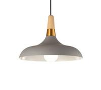 LXYST Chandelier Moderne, Ombre métal Mat avec Bois chêne Finition en Fer, Pendant Nordique, Base, Lampe Plafond Industrielle réglable pour Salle à Manger, îlot de Cuisine, Ferme (Gris)
