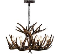 LXYST Chandelier Rustic Antler Vintage Black Deer Horn Pendant Light - Farmhouse Candle Decor Alient pour Le Salon