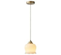 LXYST Charming Floral Vintage Gold Pendant Light for Kitchen Island, Bedroom and Dining Room | Elegant White Milk Flower Glass Shade Over Sink