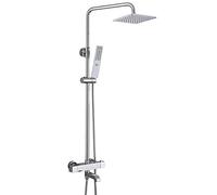 LXYST Chrome-Plated Bathroom Thermostatic inch Square Rain Multi-Function 3 Mode Hand Head Bath Mixer Set Shower System-B