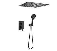 LXYST Concealed Kit Black Stainless Steel 10 Head Rain Anti Limestone Hand Hot and Cold Set Mixer for Bath Shower Storage-10 in