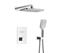 LXYST Concealed Thermostatic Set Head with Handheld Rainfall Tap Mixer Shower System-Black -A