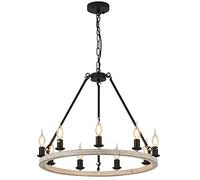 LXYST d'éclairage Roue Wagon lumière la Chambre à Coucher métal Finale en Bois îlot Cuisine Diamant 39,4 Pouces de Grandes lumières suspendues pour l'éclairage du Salon