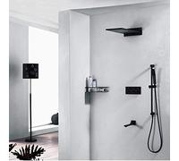 LXYST Ensemble de Douche dissimulé Copper 4 Fonction Hot and Cold Top Spray Black Dow Shower Faucet Beautiful Practical