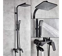 LXYST Ensemble en Bronze Noir, Robinet mélangeur, tête Douche Pluie Pouces avec pulvérisation, bouffée de Bain montée sur Un Mur Chaud/Froid