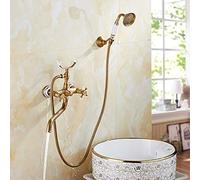 LXYST European American Copper Antique Ceramic Shower Set Système Douche Main Modélisation du téléphone la paroi mélange à Eau Froide Robinet de buse 2 Fonction Bronze Beautiful an