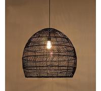 LXYST Farmhouse Black Rattan Light Kitchen Island Natural Basket Woven Wicker Ceiling Hanging Lamp Rustic Boho Coastal Chandelier for Nursery Dining Table Foyer Bedroom Staircase/Black/