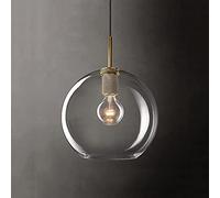 LXYST Farmhouse Kitchen Island Hanging Light Fixture with Clear Glass Mid Century Lighting Vintage Industrial Chandelier for Dining Room Table Bedroom Bar Hallway Restaurant/D/Round