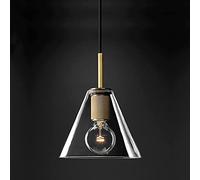 LXYST Farmhouse Kitchen Island Hanging Light Fixture with Clear Glass Mid Century Lighting Vintage Industrial Chandelier for Dining Room Table Bedroom Bar Hallway Restaurant/D/Conical