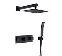 LXYST Faucet All Metal Mixer Combo Wall Mounted Fixture Valve Included, Premium Matte Black Rainfall System Luxury Shower Set