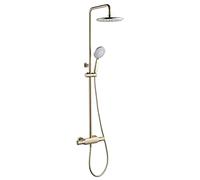 LXYST Faucet Brushed Gold,10 inches ABS Rainfall Head with Hand Wall Mounted System, Rain Mixer Shower Set