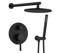 LXYST Faucet Seth of Brass Round, with Diverter Valve Kit 2-Way Concealed Mixer, Set Shower Black Mate (Color : A)