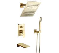 LXYST Faucets Sets Complete, System with 10'' Rain and Waterfall Tub Spout Hand Head, Bathroom Bathtub Shower Set,Brushed Nickel