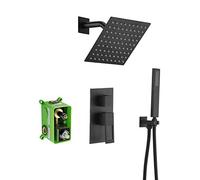 LXYST Fixtures Included 10 inches pre-Embedded Valve Bodies Handheld Matte Black Rainfall System Luxury Shower Set
