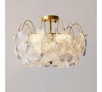 LXYST Glass Flower Girls Bedroom Nordic Kids Close to Ceiling Light Fixtures Blue Pink Crystal Semi Flush Mount Drum Chandelier for Bathroom Kitchen Dining Room Table/Blue