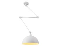 LXYST Industrial Fixture Swing Hanging Light Adjustable Long Arm Dome Lamp Kitchen Island Sink Mid Century Chandelier for Dining Room Table Restaurant Farmhouse/White