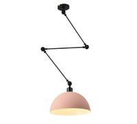 LXYST Industrial Fixture Swing Hanging Light Adjustable Long Arm Dome Lamp Kitchen Island Sink Mid Century Chandelier for Dining Room Table Restaurant Farmhouse/Pink