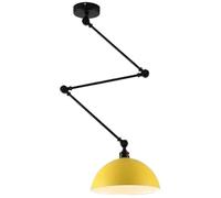 LXYST Industrial Fixture Swing Hanging Light Adjustable Long Arm Dome Lamp Kitchen Island Sink Mid Century Chandelier for Dining Room Table Restaurant Farmhouse/Yellow