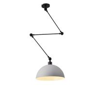 LXYST Industrial Fixture Swing Hanging Light Adjustable Long Arm Dome Lamp Kitchen Island Sink Mid Century Chandelier for Dining Room Table Restaurant Farmhouse/Gray