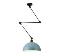 LXYST Industrial Fixture Swing Hanging Light Adjustable Long Arm Dome Lamp Kitchen Island Sink Mid Century Chandelier for Dining Room Table Restaurant Farmhouse/Blue