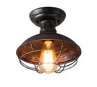 LXYST Industrial Retro Lamp Semi Flush Mount Light, Vintage Dome Close to Ceiling Lamps, Farmhouse Hallway Lights Chandeliers for Cpub Restaurant/Sier