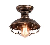LXYST Industrial Retro Lamp Semi Flush Mount Light, Vintage Dome Close to Ceiling Lamps, Farmhouse Hallway Lights Chandeliers for Cpub Restaurant/Bronze
