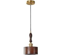 LXYST Japanese Style Copper Table Light Nordic Walnut Bedside Hanging Lamp Mid Century Minimalist Bar Counter Chandelier for Dining Room Bedroom Kitchen Island