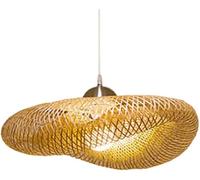 LXYST Japanese Style Hand Woven Basket Kitchen Island Light Rural Farmhouse Natural Rattan Hanging Lamp Boho Minimalist Dining Table Chandelier for Living Room Bedroom/60Cm*40Cm
