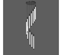LXYST Larged Entryway Foyer Staircase High Ceilings Long Tube Hanging Light Black Farmhouse LED Linear Chandelier for Living Room Dining Table Hall/Black/12 Lights