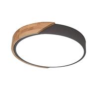 LXYST LED Drum Shaped Wood Metal and Acrylic Flush Mount Ceiling Light Fixture