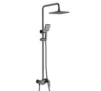 LXYST Lopus System Gray Wall Mounted Hot Cold Brass Diverter Mixer Bathroom Taps Set with 8 inch Rainfall Head and Handshower, Luxury Shower Set,C