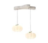 LXYST Milk White Triple Light Fixtures Mid Century Ceiling Hanging Lamp Kitchen Island Sink Pumpkin Shade Dimmable LED Long Linear Chandelier for Dining Room Table Restaurant/2 Lights