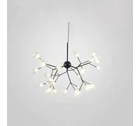 LXYST Nordic Chandelier Pendant Light Creative Firefly avec têtes Black & White - Élégant Lampe Suspendue pour Le Salon Restaurant Tree Branch Feuille Décor