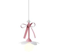 LXYST Nordic Hanging Kids Milk Bow Knot Cute Pink Lights Kitchen Island Long Floral Chandelier for Girls Bedroom Dining Room Table Bathroom