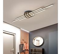 LXYST Nordic Minimalist 3000-6000K Long Lamp Black LED Close to Light Fixtures Metal Body Acrylic Lampshade Decorative Ceiling Chandelier for Living Room Hallway/80Cm